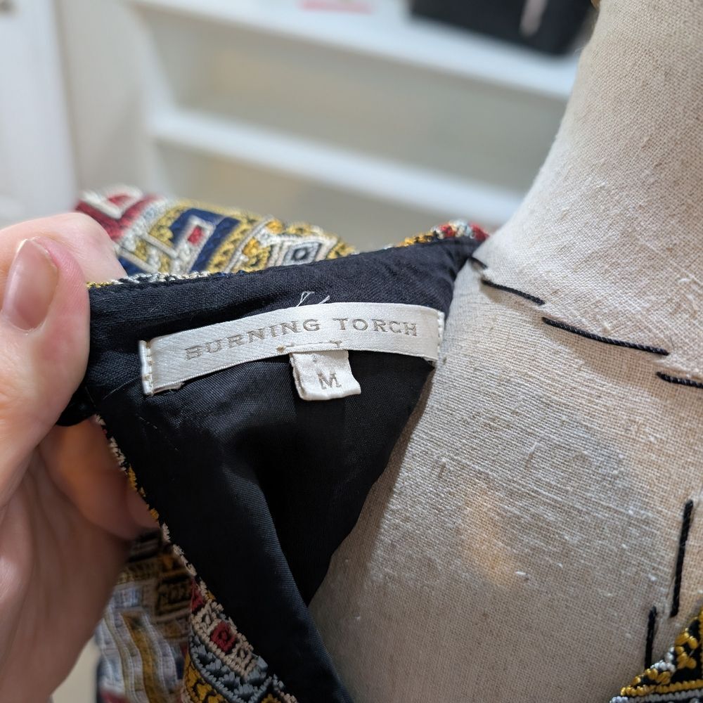 Burning Torch For Anthropologie - Embroidered Tapestry Artsy Bold Boho - Picture 9 of 10